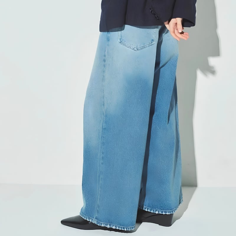 【 ANGELINA 】Wide-Leg Denim Trousers