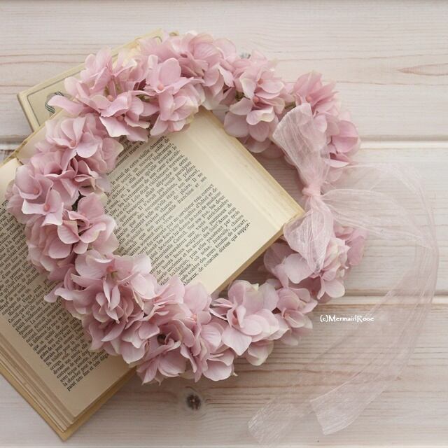 全25色花冠ボリュームアジサイm 7 Mauve 花かんむり 一目惚れする花雑貨ウチソトリース マーメイドローズ