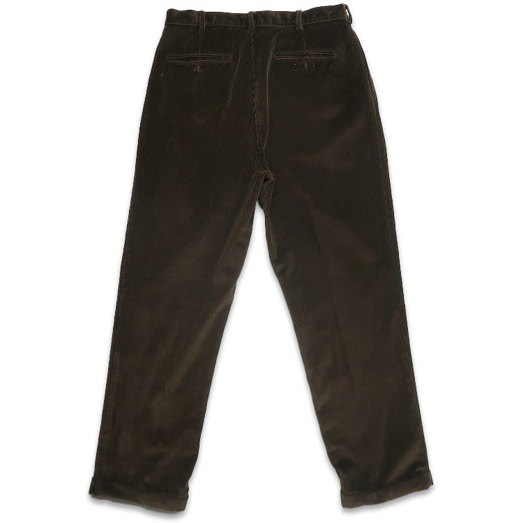古着 コーデュロイパンツ ブラウン ワイドパンツ タックパンツ スラックス 茶色 Stripe Slacks Pants Brown ストライプ ワイドスラックス