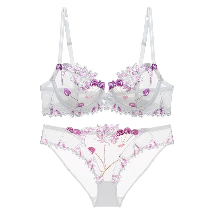4色】上下セット ランジェリー ブラ 下着 刺繡 レース 高級感 MY8