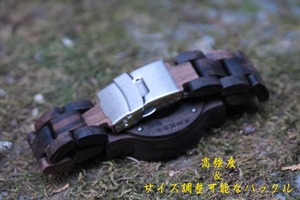 黒檀の木製腕時計 | 新月丸型