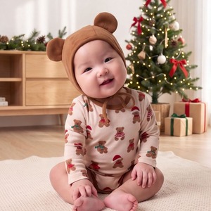 【BABY】クリスマスクマ柄ロンパース