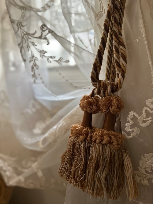 フランスVintage インテリアタッセル ブラウン インテリア インテリア茶箱 カルトナージュ 撮影小物 店舗什器