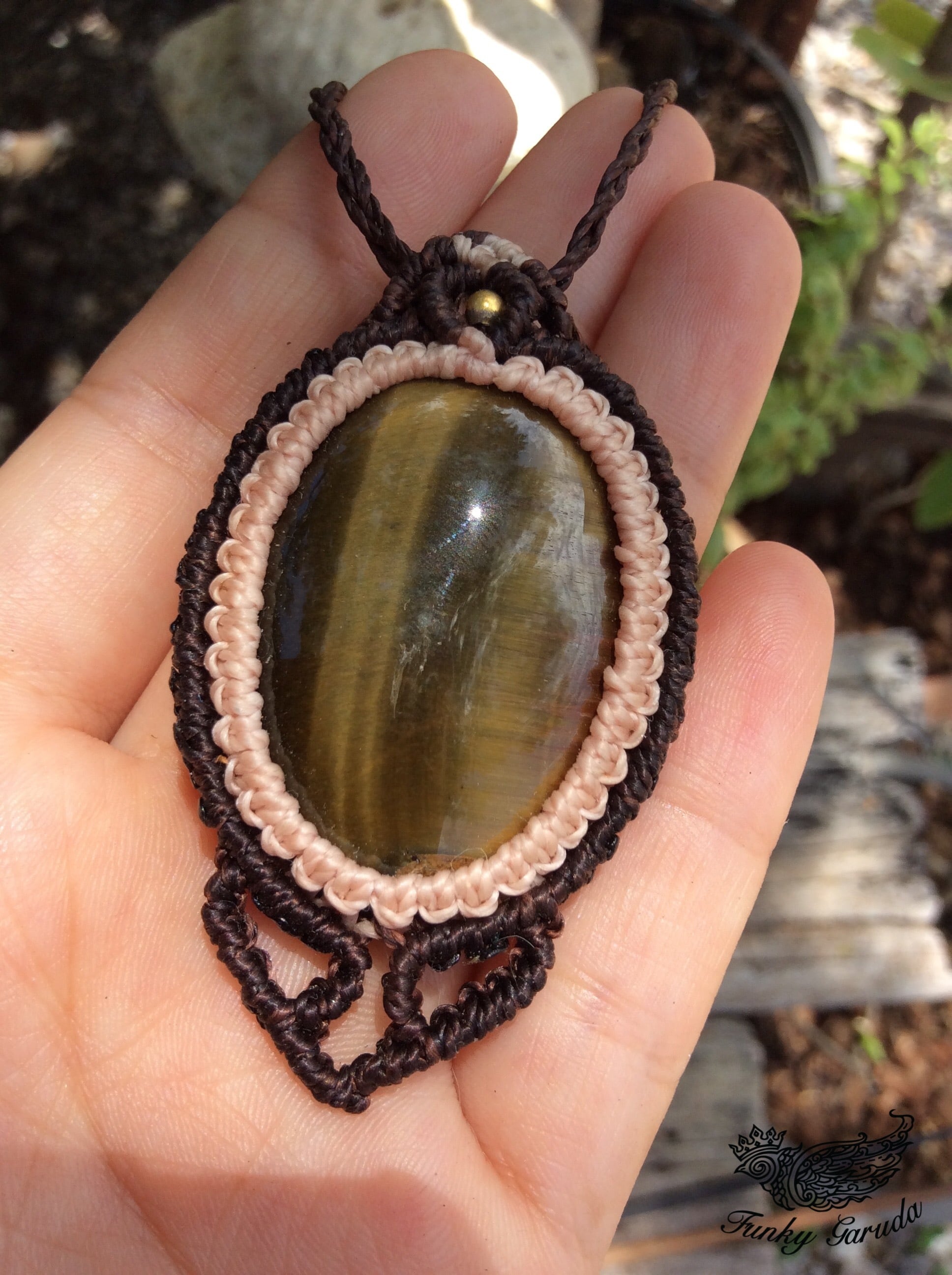 タイガーアイ マクラメ ペンダントtig002