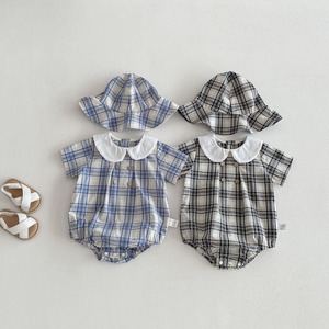 【BABY】夏新作　チェックロンパース＆帽子