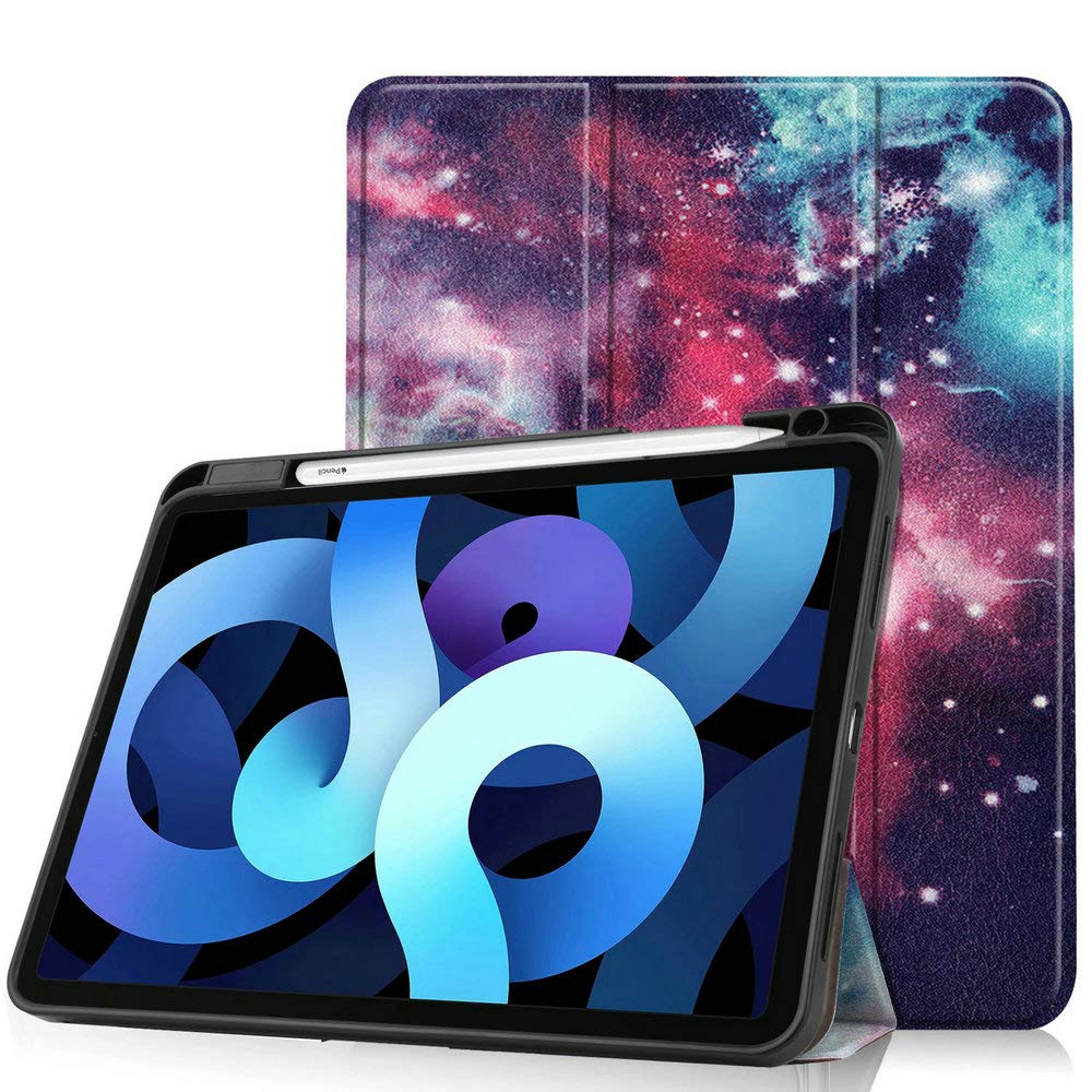 iPad Air 11インチ ケース M4/M3/M2(2026/2025/2024)iPad Air 第5/4世代(2022/2020) ペン収納 Pencil2 ワイヤレス充電対応 オートスリープ/ウェイク機能対応 ソフト TPU 薄型 軽量 耐衝撃 三つ折りスタンド, B 色