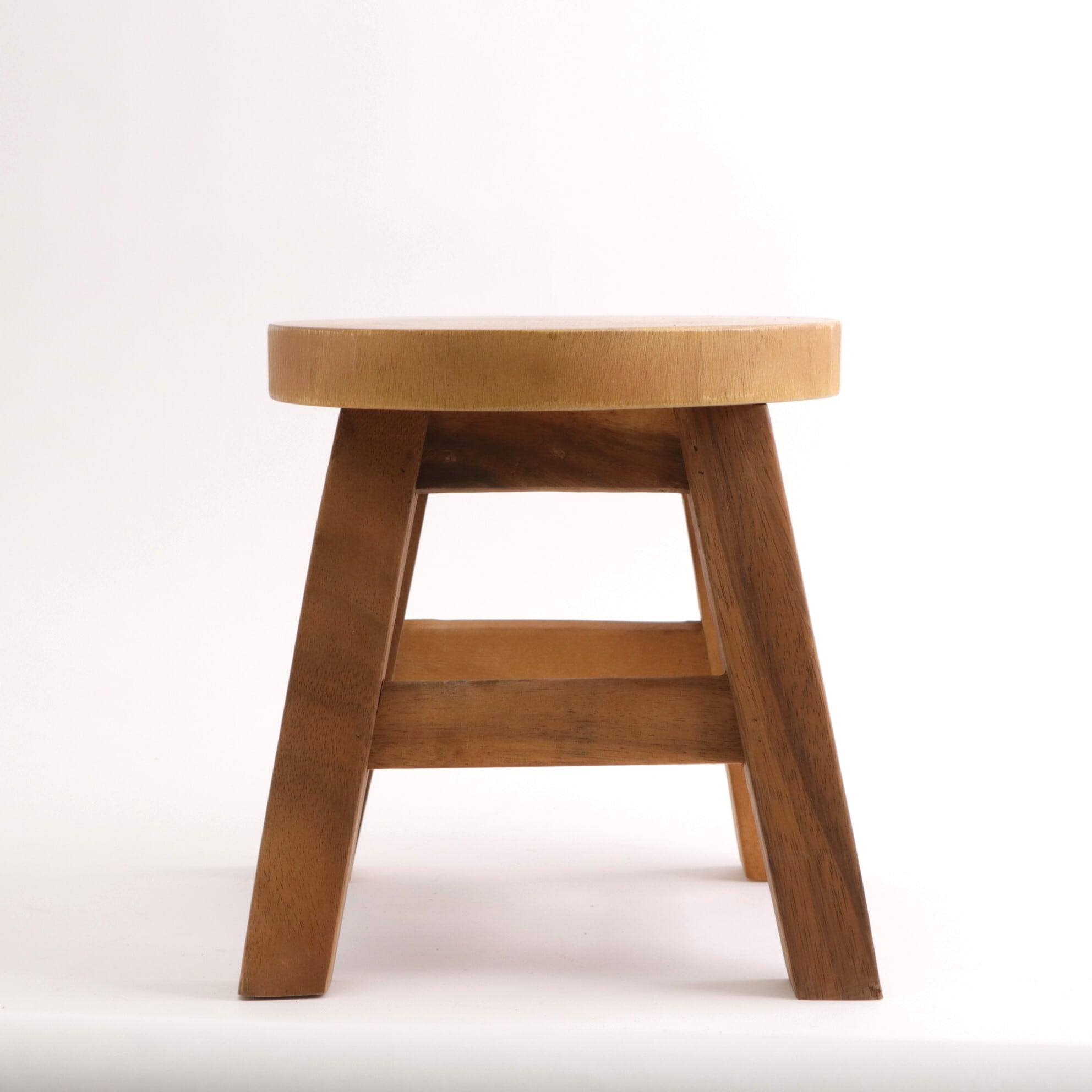 アジアンエスニック原木無垢材木製三本足丸スツール二脚セット木製椅子