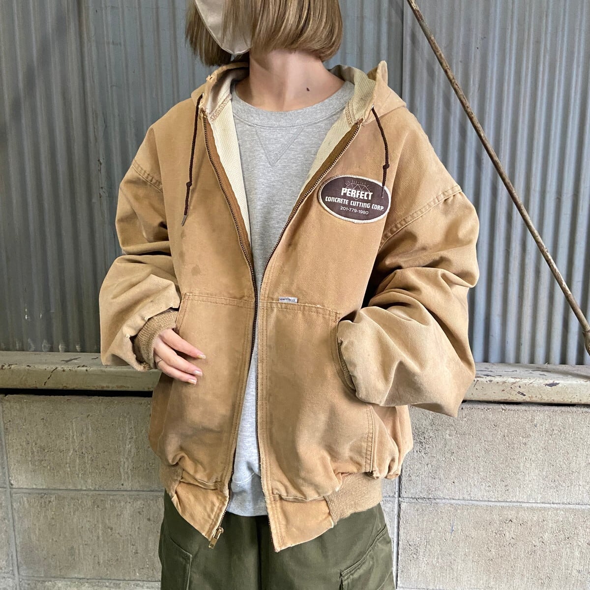 80年代 Carhartt カーハート サーマルライナー ダックパーカー レディースXXXL メンズXL相当 古着 80s ヴィンテージ ビンテージ  フルジップパーカー ユニオンチケット キャメルブラウン 【ワークジャケット】 | cave 古着屋【公式】古着通販サイト powered by