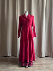 Claude Lema bright red wool dress-5042-10