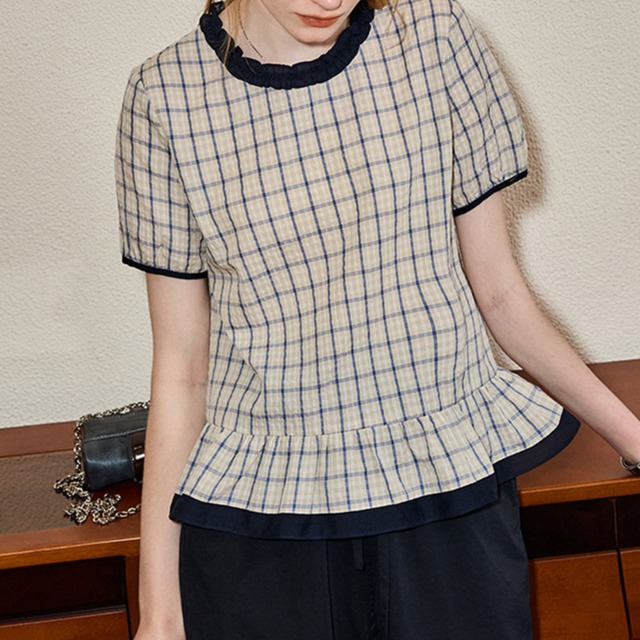 checked peplum blouse