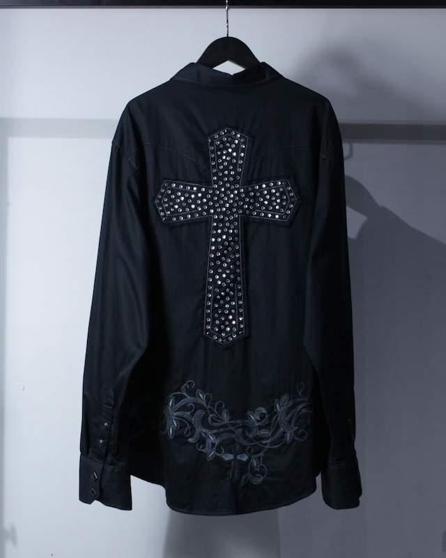 【Caka BLACK】“Rock & Roll Cowboy” Cross Design L/S Western Shirt