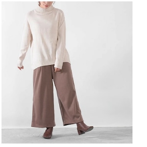 裏シャギーストレッチワイドパンツ/モカ/M