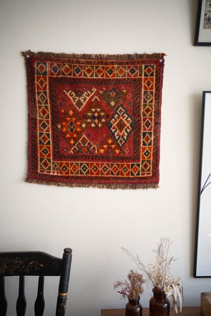 【594】Vintage Persian Shiraz Qashqai rug 1960's