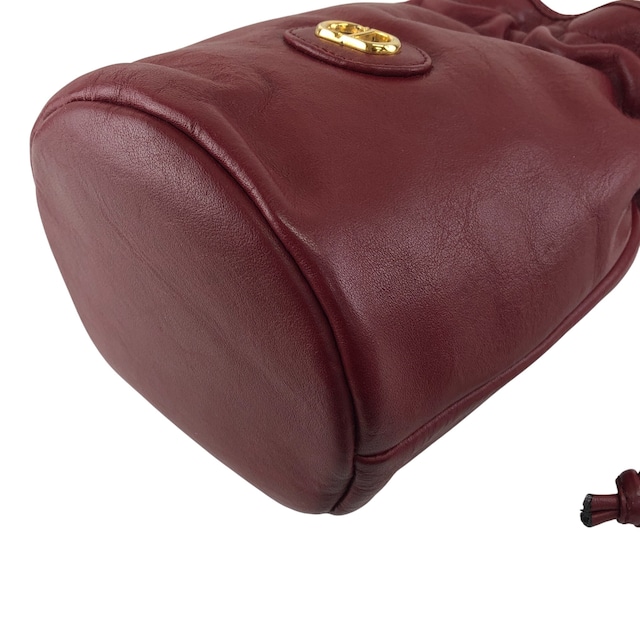 Christian Dior クリスチャン ディオール ショルダーバッグ レッド CDロゴ レザー 巾着 vintage ヴィンテージ オールド smgt7i