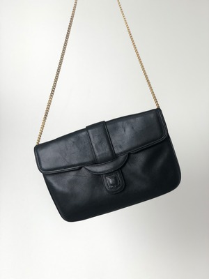 CELINE セリーヌ ブラゾン型押し ショルダーバッグ ブラック レザー 