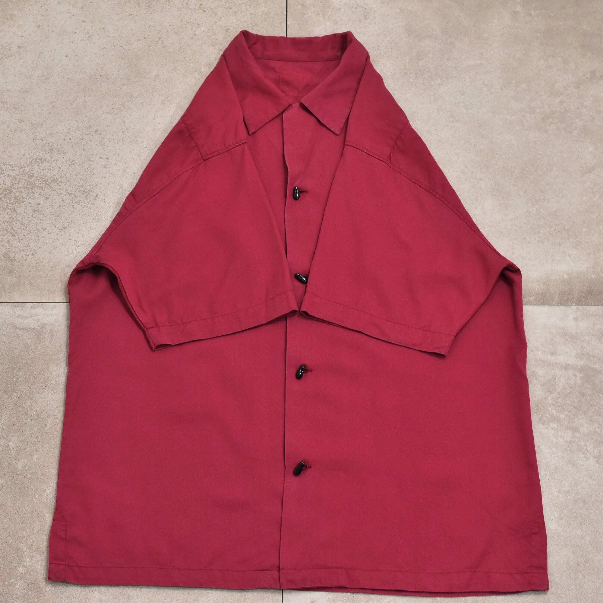 40~50s UNKNOWN オープンカラー ボーリングシャツ 長袖 L｜トップス
