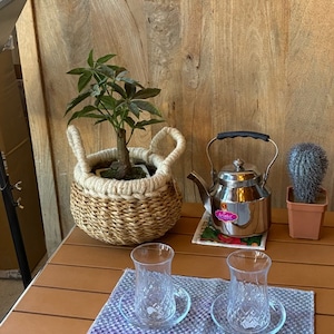 Bangladesh Jute & Seagrass basket ball　バングラディッシュ　ジュートシーグラスバスケット　ボール　ホワイト　収納　カゴ　ラウンド　小物入れ