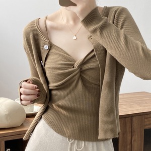 twist rib knit camisole & cardigan N30245