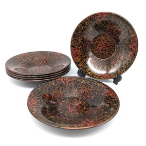 津軽塗（唐塗）バカ塗り・茶托・6枚セット・漆器・伝統工芸・No.240711-02・梱包サイズ60