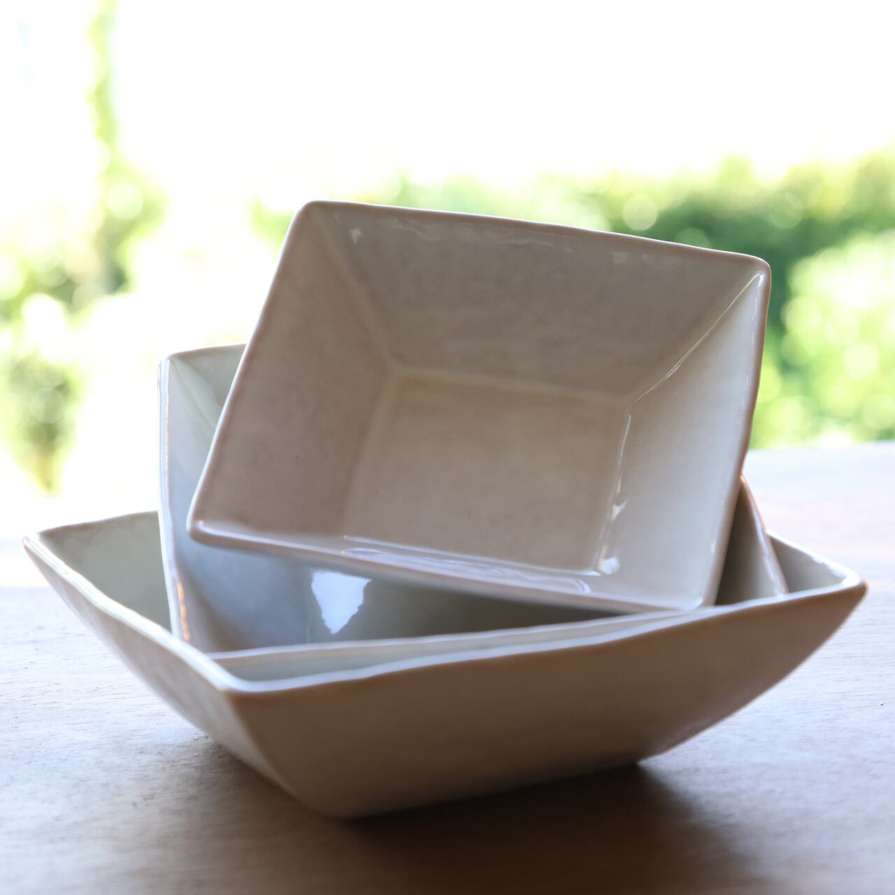 四角鉢 シロ 大中小セット | 陶の杜