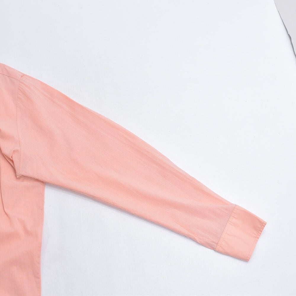 古着 ビンテージ 70s USA 透 ピンク シースルー ガウン シャツ 美品 古着 70年代 USA製 Qiana サテンシャツ 長袖 サーモンピンク