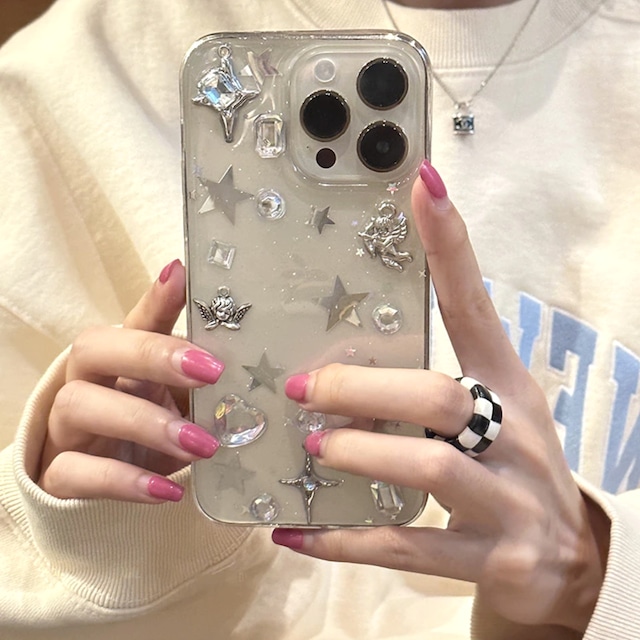 【A639】(送料無料) iphone14 Pretty 3D Glitter hard cover iPhone case iphone14pro iphone13 ケース iphone12 ケース iphone11 ケース iphoneケース iphone 7 8 SE 14 promax ケース スマホケース シンプル グリッター キラキラ かわいい 韓国