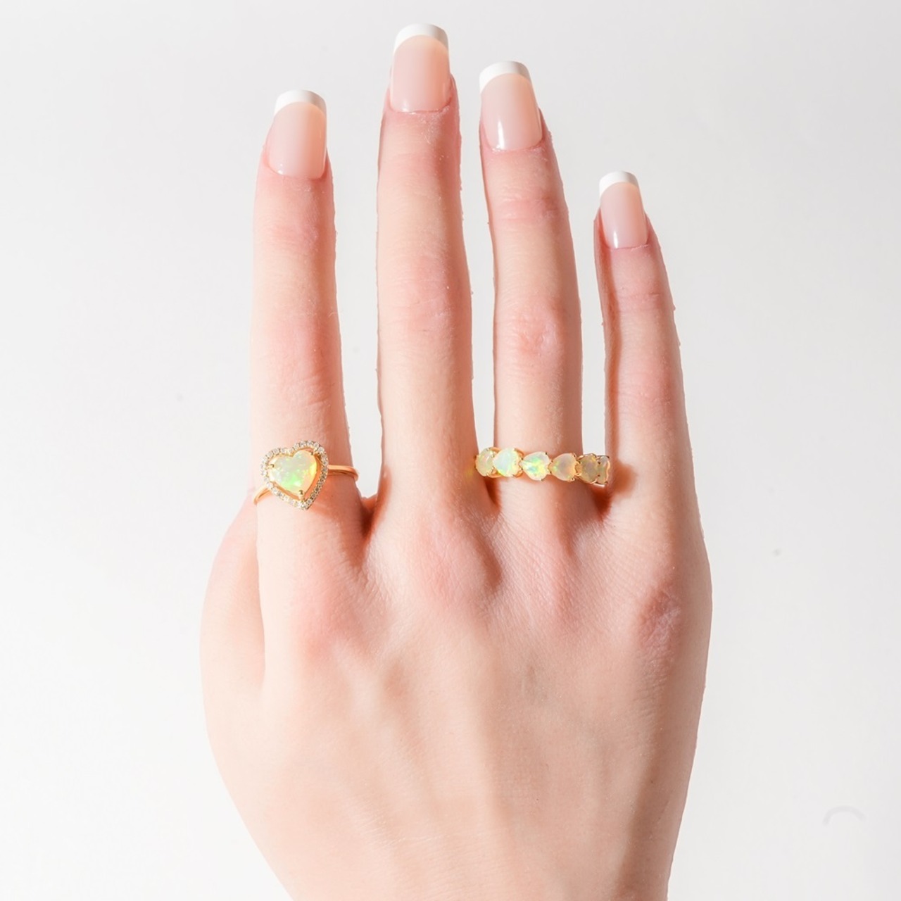 【K18 / 12号】オパール ハート連 リング