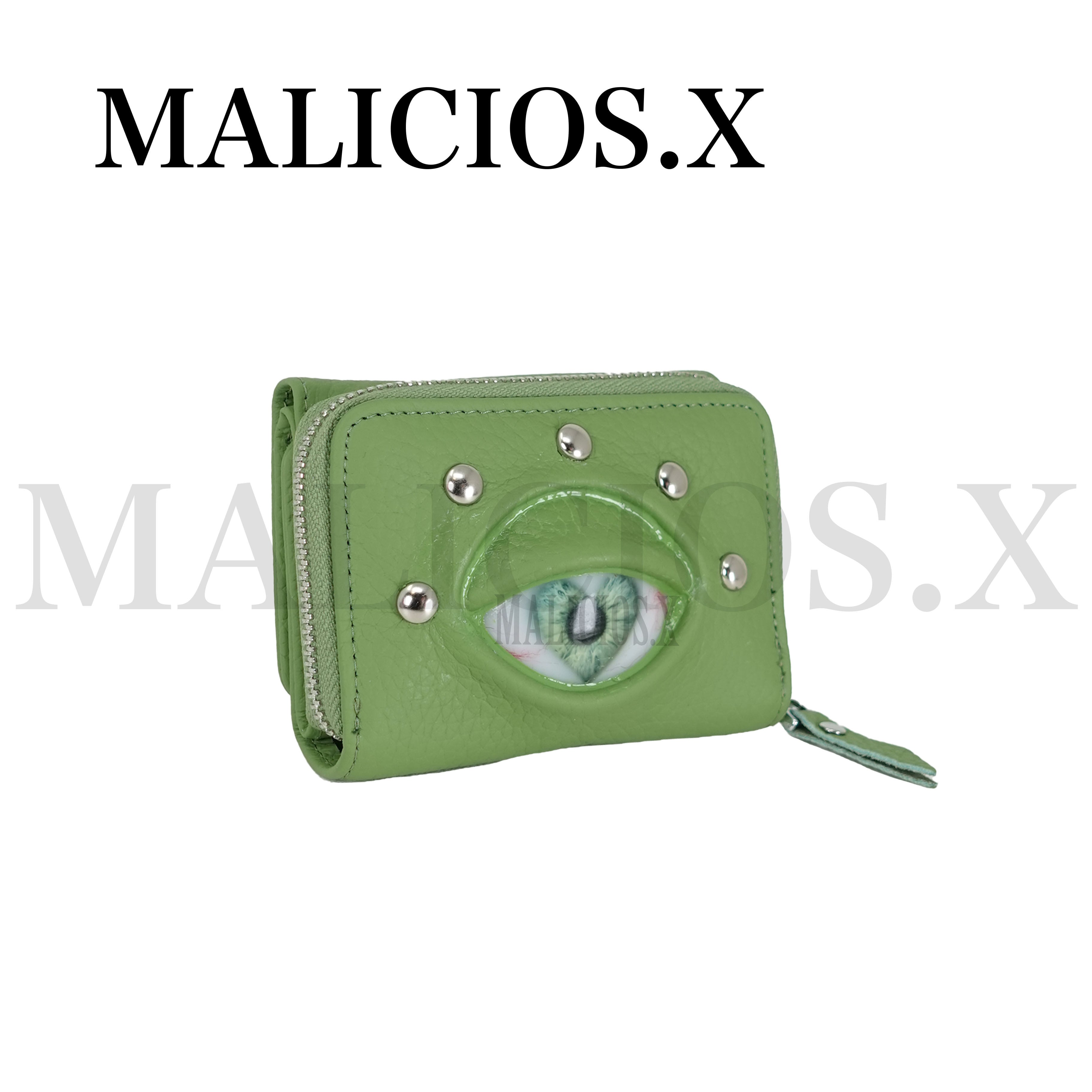 Heart Eye Tri-folding mini wallet(Green) /Ice Green | MALICIOUS.X