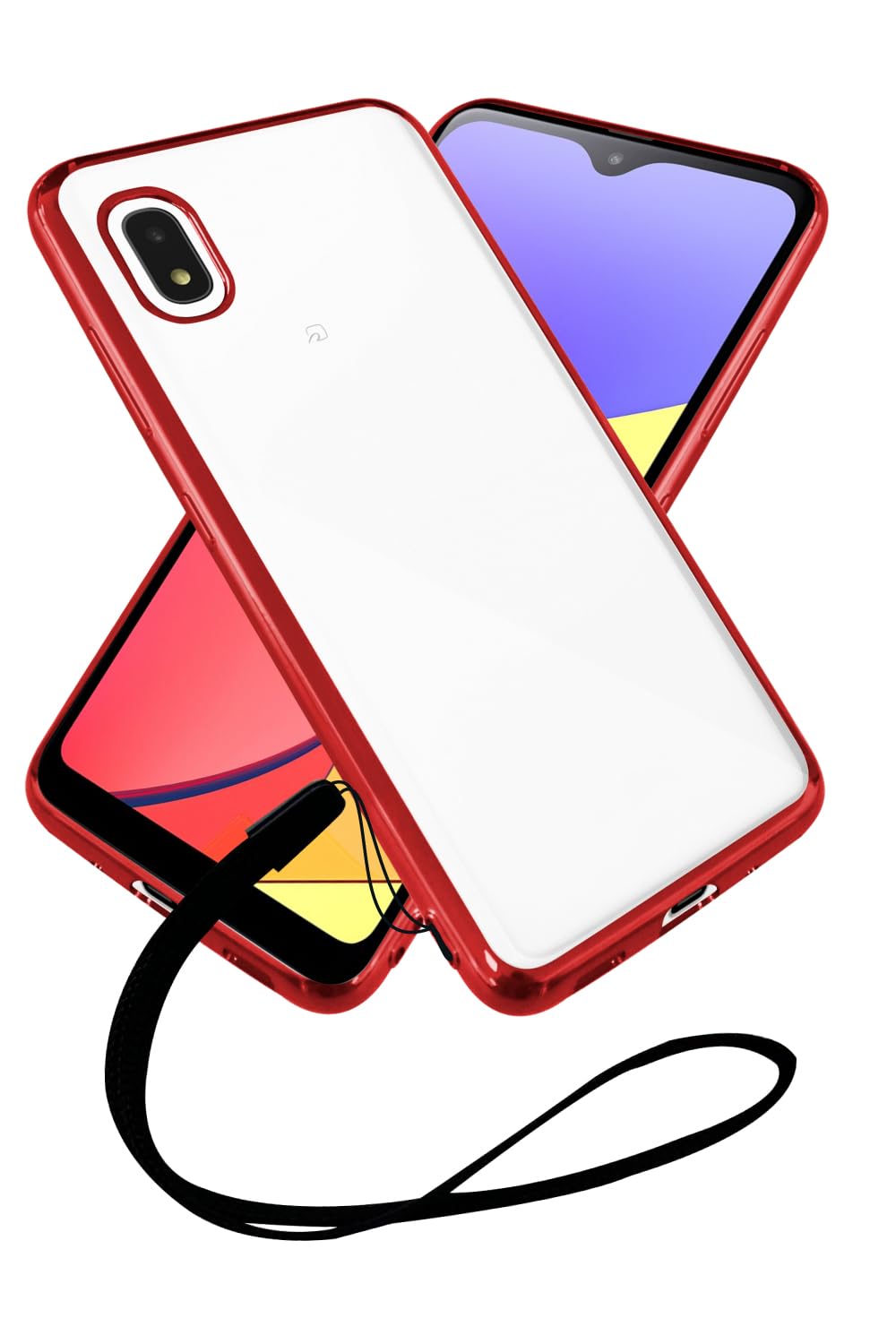 シズカウィル Galaxy A21 クリアケース SC-42A SCV49 ケース カバー サイドメッキ加工 クリア ケース レッド×クリア 1個入り
