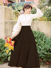 【0205】Tiered Shirt Corduroy Skirt Long Sleeve 2 Piece Set