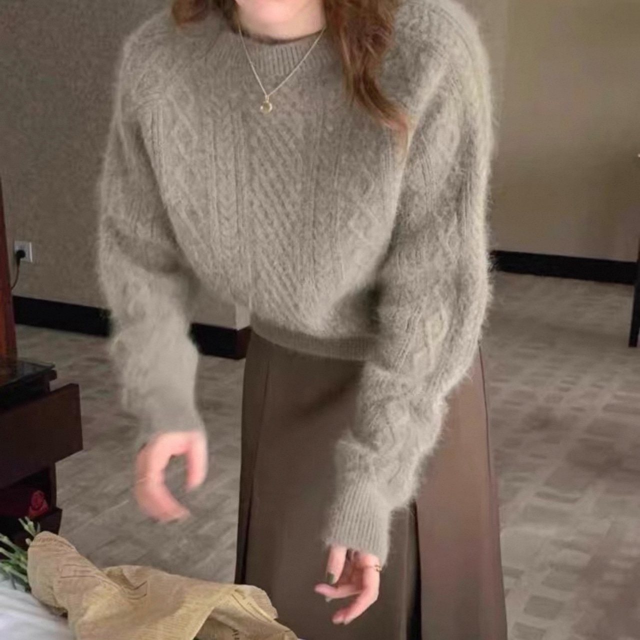 Oversized Thick Knit Cropped Top