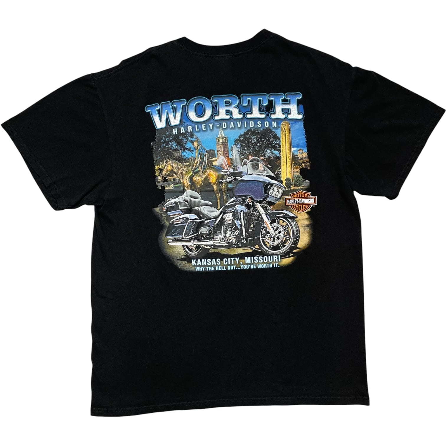 《L》Harley-Davidson ハーレーダビッドソン バイク フロントプリント バックプリント ブラック no.10094