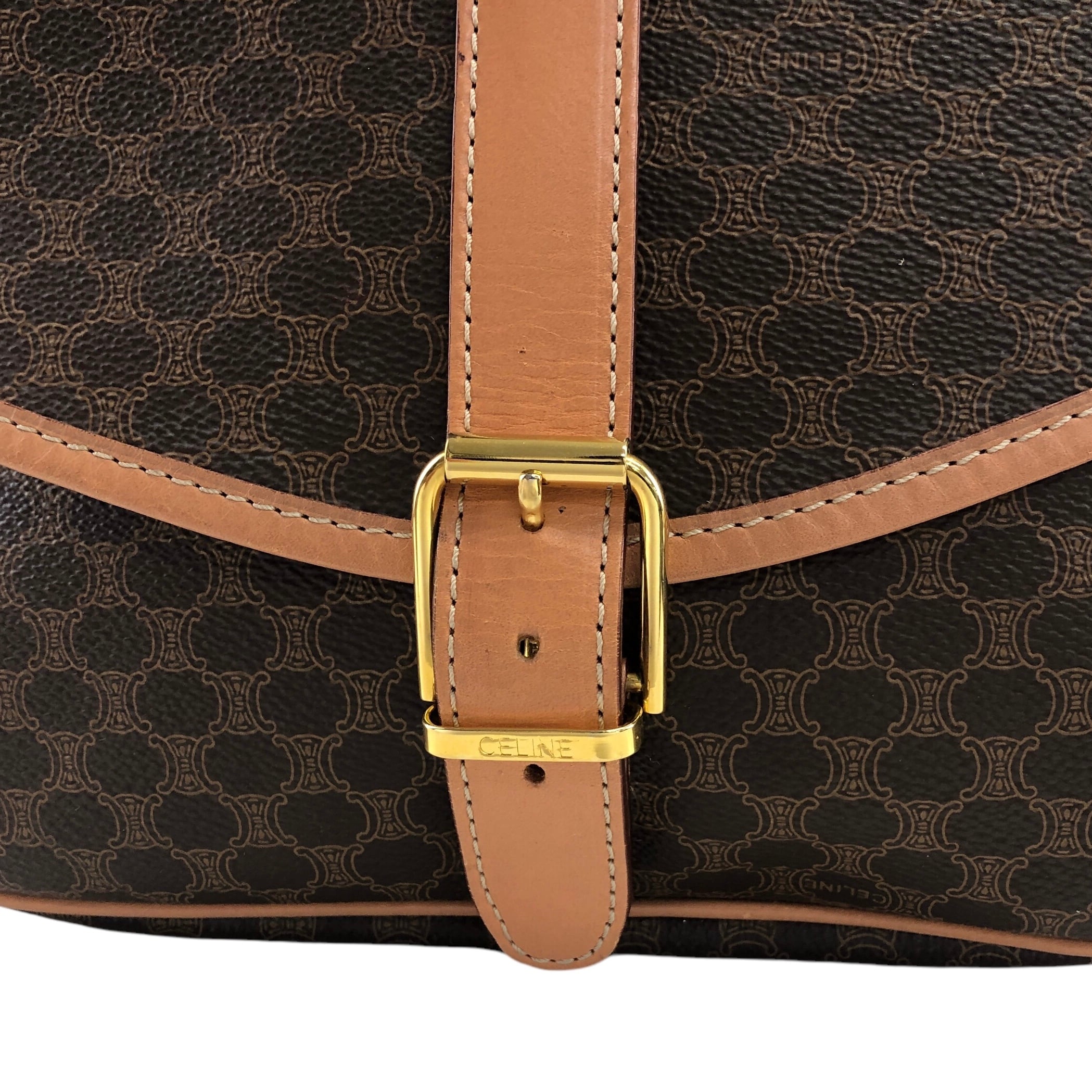 CELINE セリーヌ マカダム ショルダーバッグ ブラウン ダブルフェイス