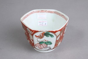 ニュウ フチソゲ 伊万里焼 色絵 龍鳳凰桐文 六角形 向付 B アウトレット