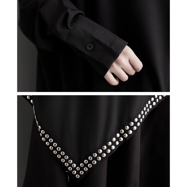 Studs decorated drop shoulder shirt dress C0921