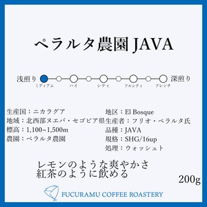 ニカラグア　ペラルタ農園JAVA　爽やかで甘いコーヒー【ミディアム】200g