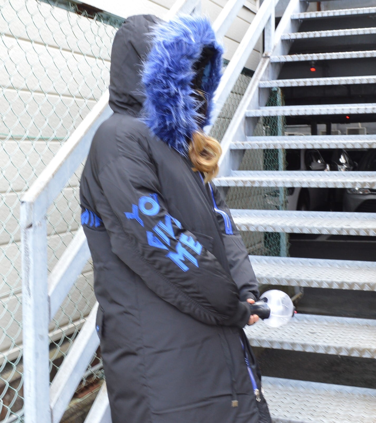 ファーフード付ロングジャンバー ジャンバー コート 韓国 韓国