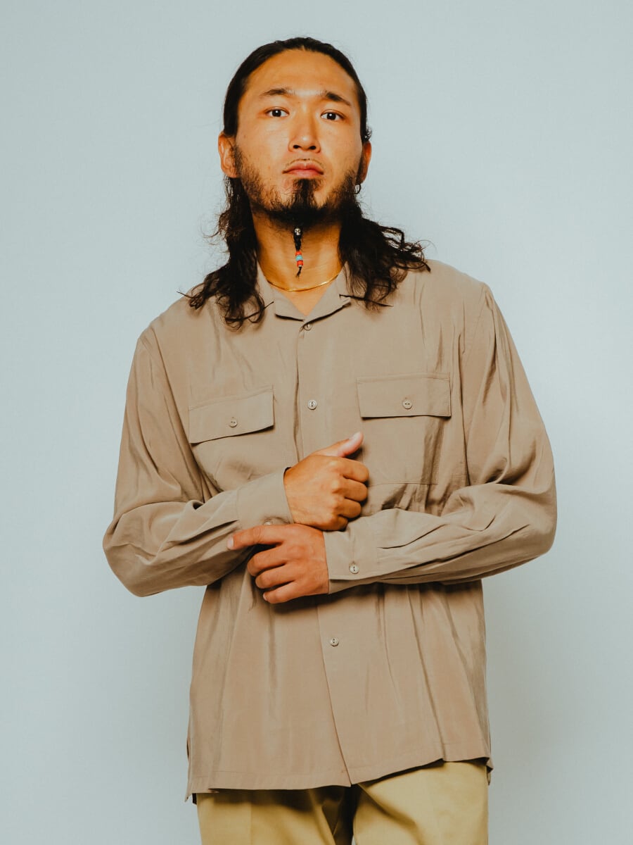 Rayon Mix Open Slit L/S Shirt - 102615250 | 【BIG MIKE / ビッグ