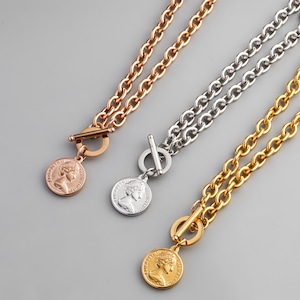 316L coin mantel chain necklace  #n36