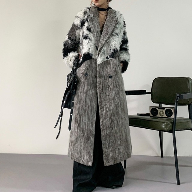 ダブルブレスト マキシ丈 ロング丈 コート L00238