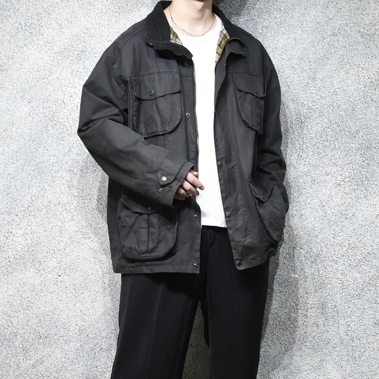 P.G.FIELD dark brown oiled jacket