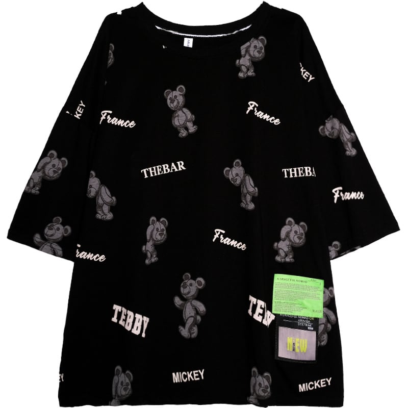 【即納 ブラック】 クマちゃんTシャツ 大人カジュアル ストリートファッション