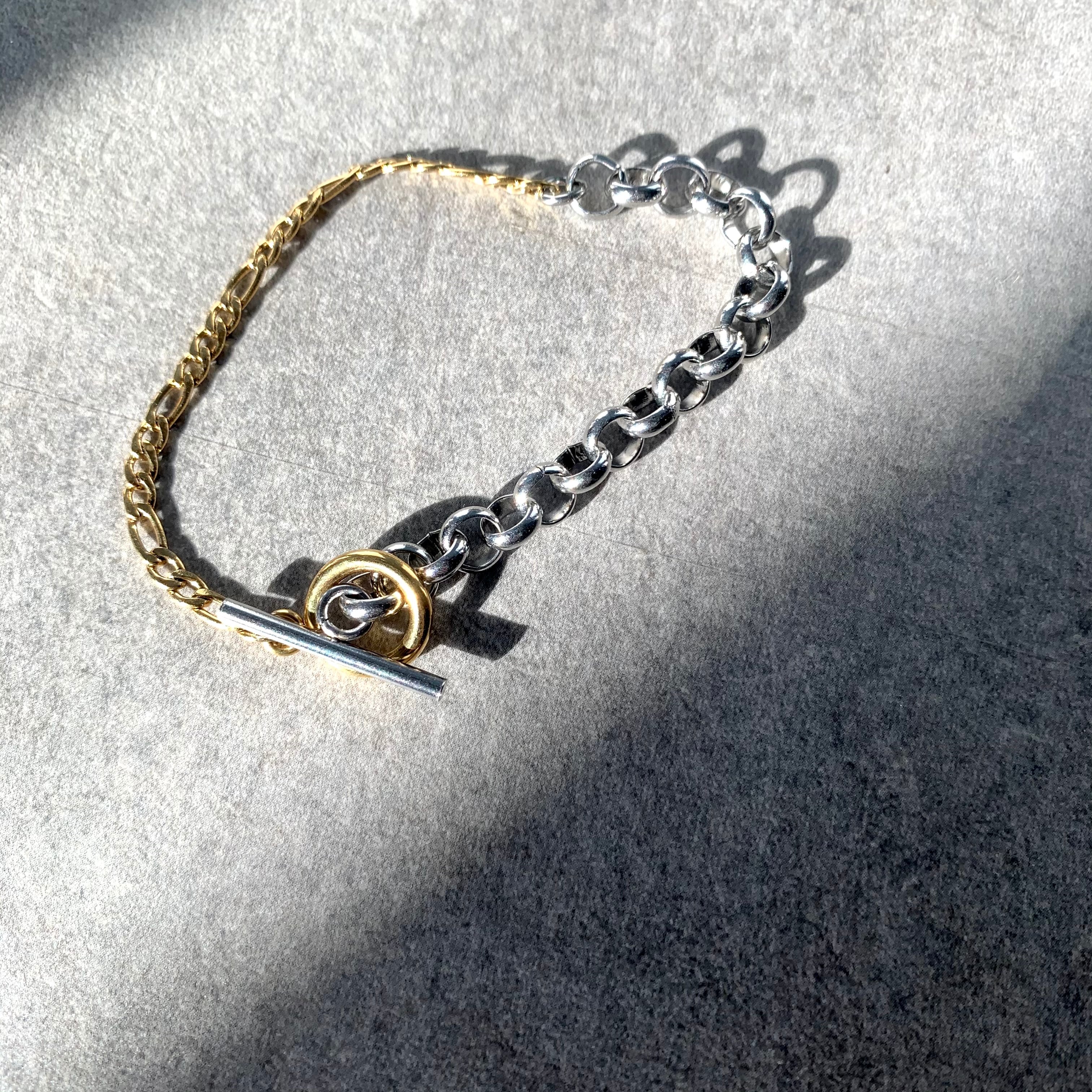 <stainless> bicolor bracelet / Dome S