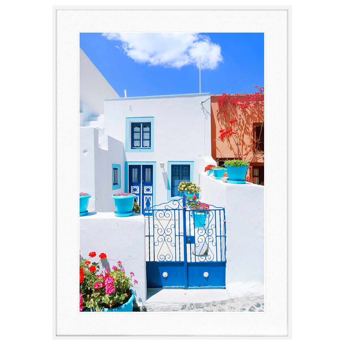 超美品】サントリーニ島 インテリア 額入り