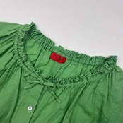 90s 上下 KENZO ケンゾー リネン混 半袖 ブラウス スカート M/グリーン レディース 希少レア ビンテージ