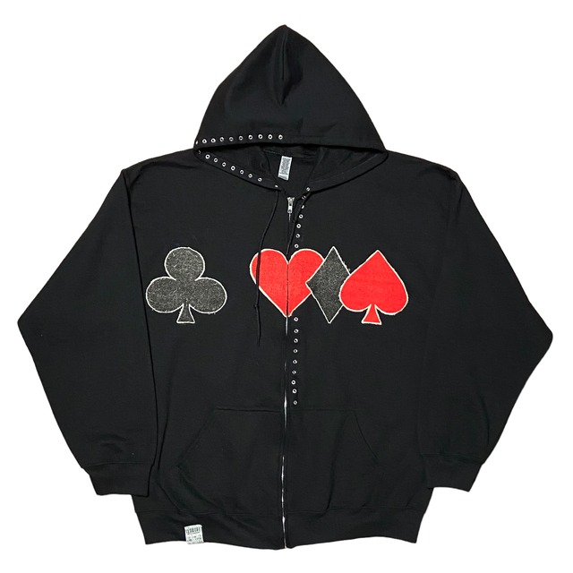 playing cards zip hoodie with eyelets