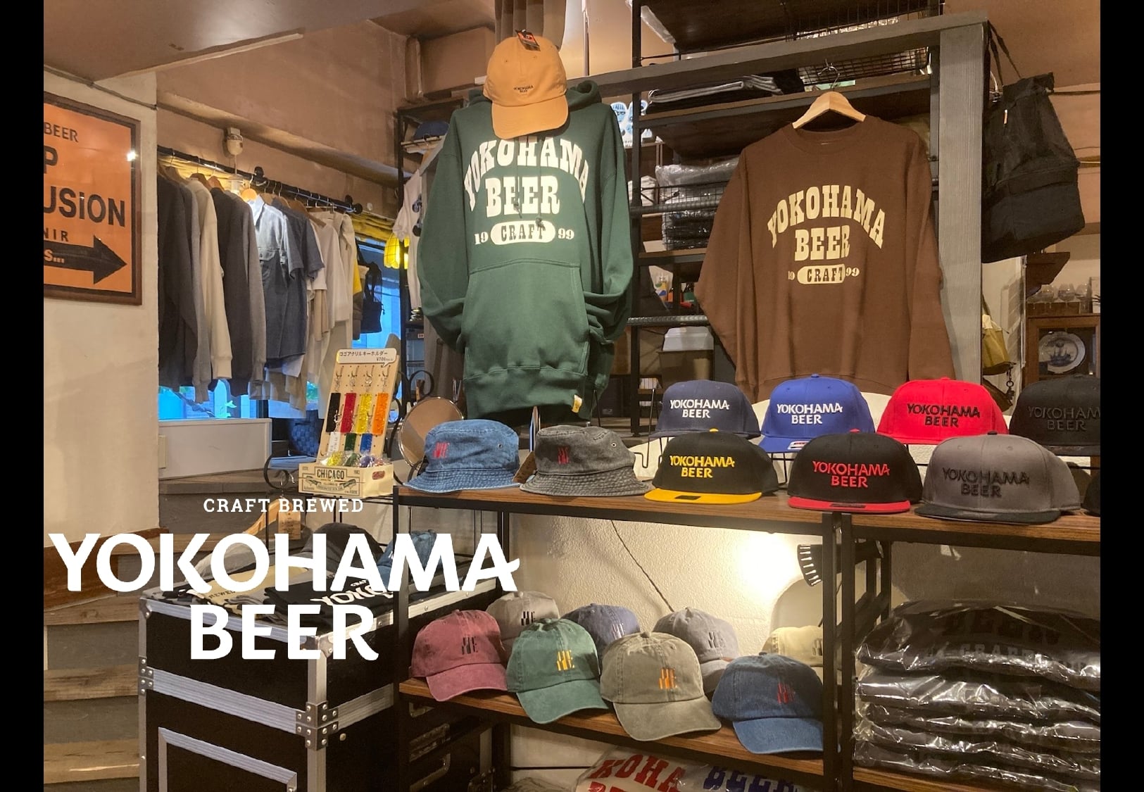 YOKOHAMA BEER クラシックOTTOキャップ【グリーン（ツバ）×ネイビー×ロゴ刺繍グリーン】