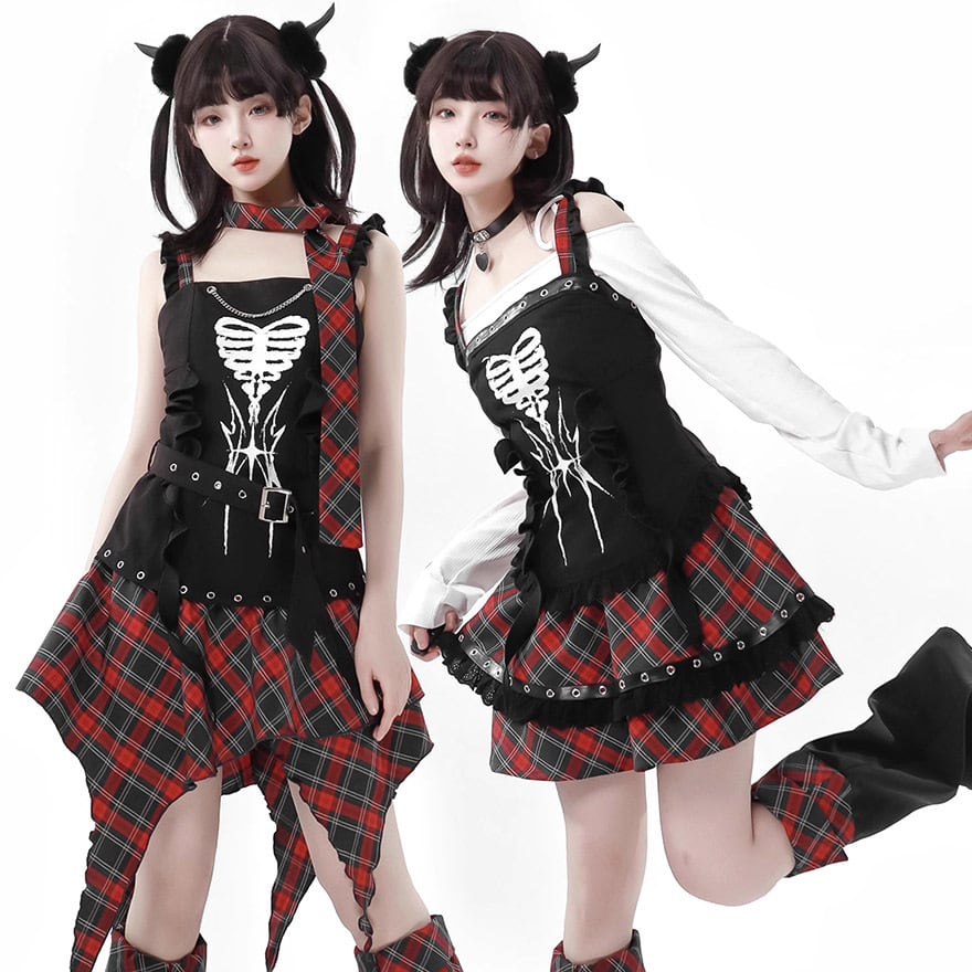 サブカル 服 地雷系 通販 pinksavior チャイナ風 チューブトップ キャミソール フリル 闇かわいい