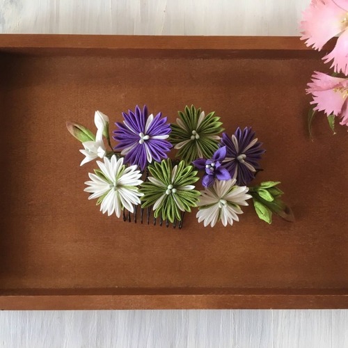 創作つまみ細工髪飾り 撫子花髪飾り 一点物 創作和小物 和秀 創作つまみ細工髪飾り 撫子花髪飾り 一点物 創作和小物 和秀
