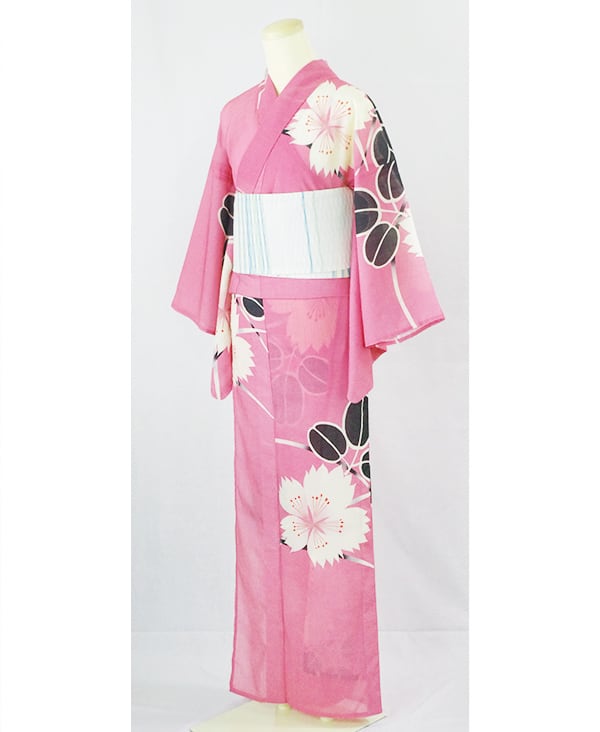 子供 着物 / 鞠 撫子と萩の花 浴衣【撫子と萩】ピンク／加花の